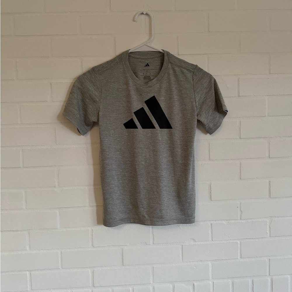 Adidas Gray and Black Kids Short Sleeve Tee